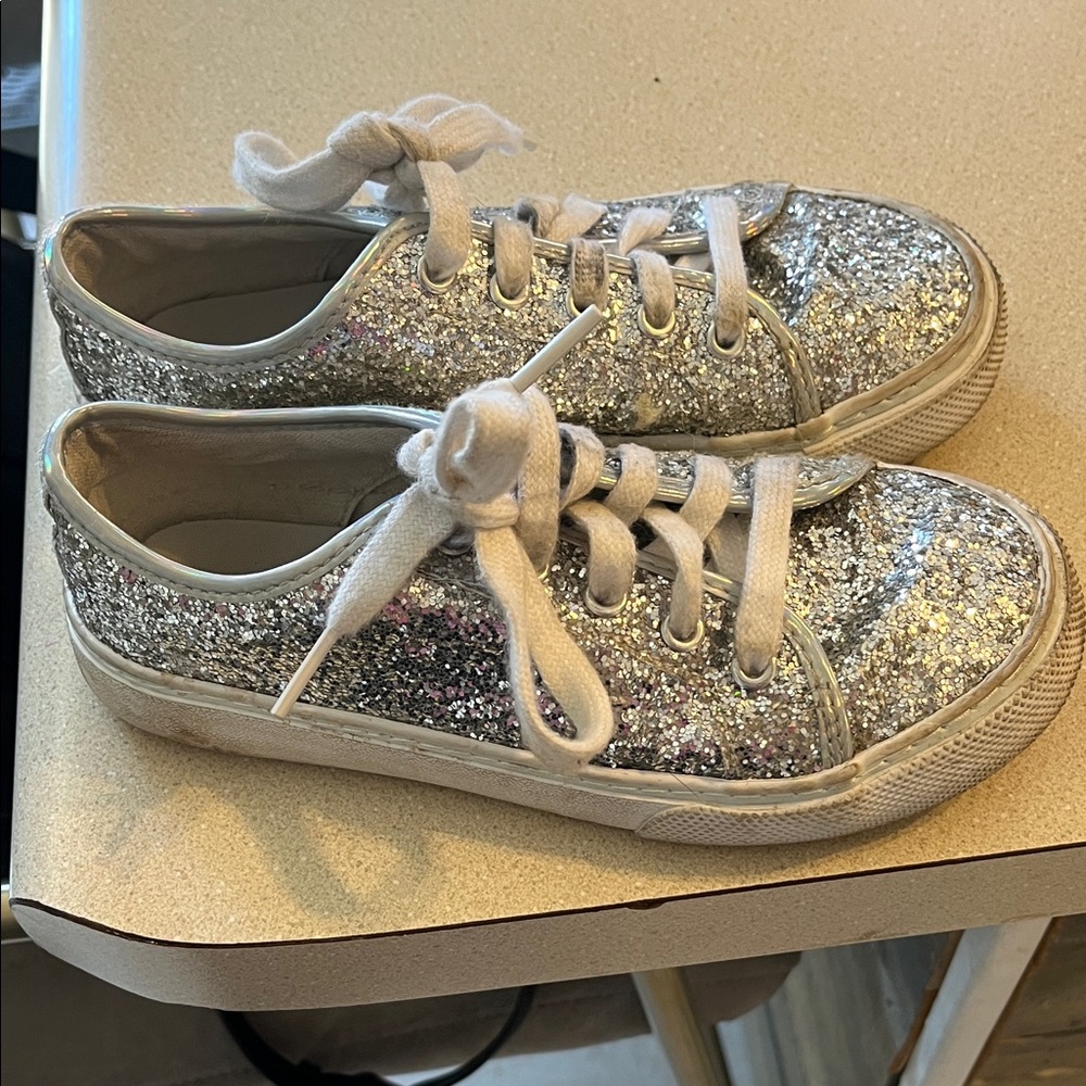 Wonder Nation Glittery Silver Kids Sneakers